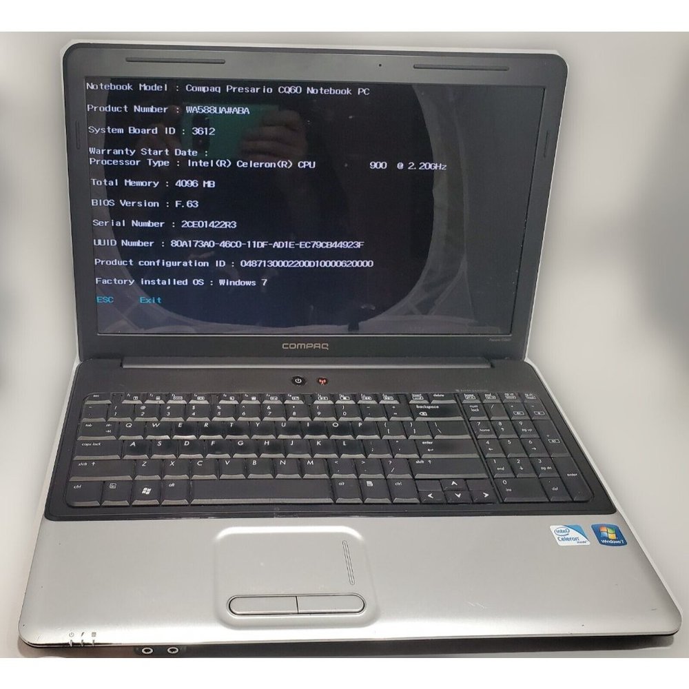 Compaq Presario CQ60 15.6in. (500 GB HDD, 2GHz, 4GB Ram, Win10) Charger Bundle